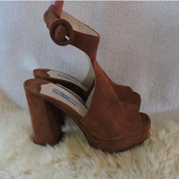 36.5 Prada Suede Platform Ankle Strap Sandals - Picture 3 of 10